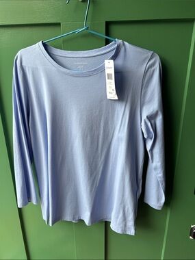 Eileen Fisher Soft Periwinkle 3/4-Sleeve Crewneck Top